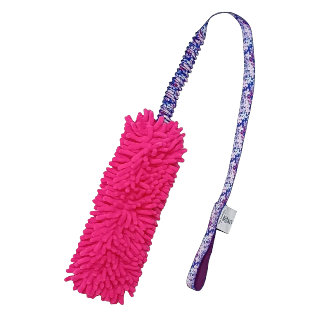 Zergel mit pinken Mopp und Bungee 98 cm lang - robustes interaktives Hundespielzeug - Agility Spielzeug