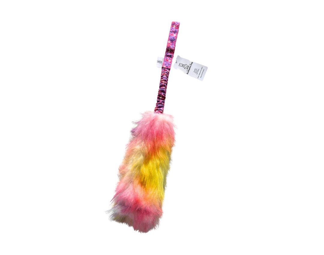 Kurzzergel mit Kunstfell und Gurtband mit Fuchsmoti in pink, 50 cm