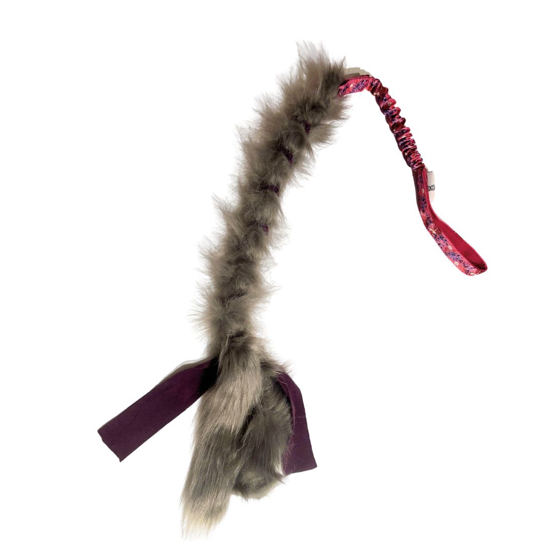 Fell und Fleece Zergel mit Fuchsmotiv mit extra festen Bungee| Agility Hundesport Zergel, 85 cm Schlepper