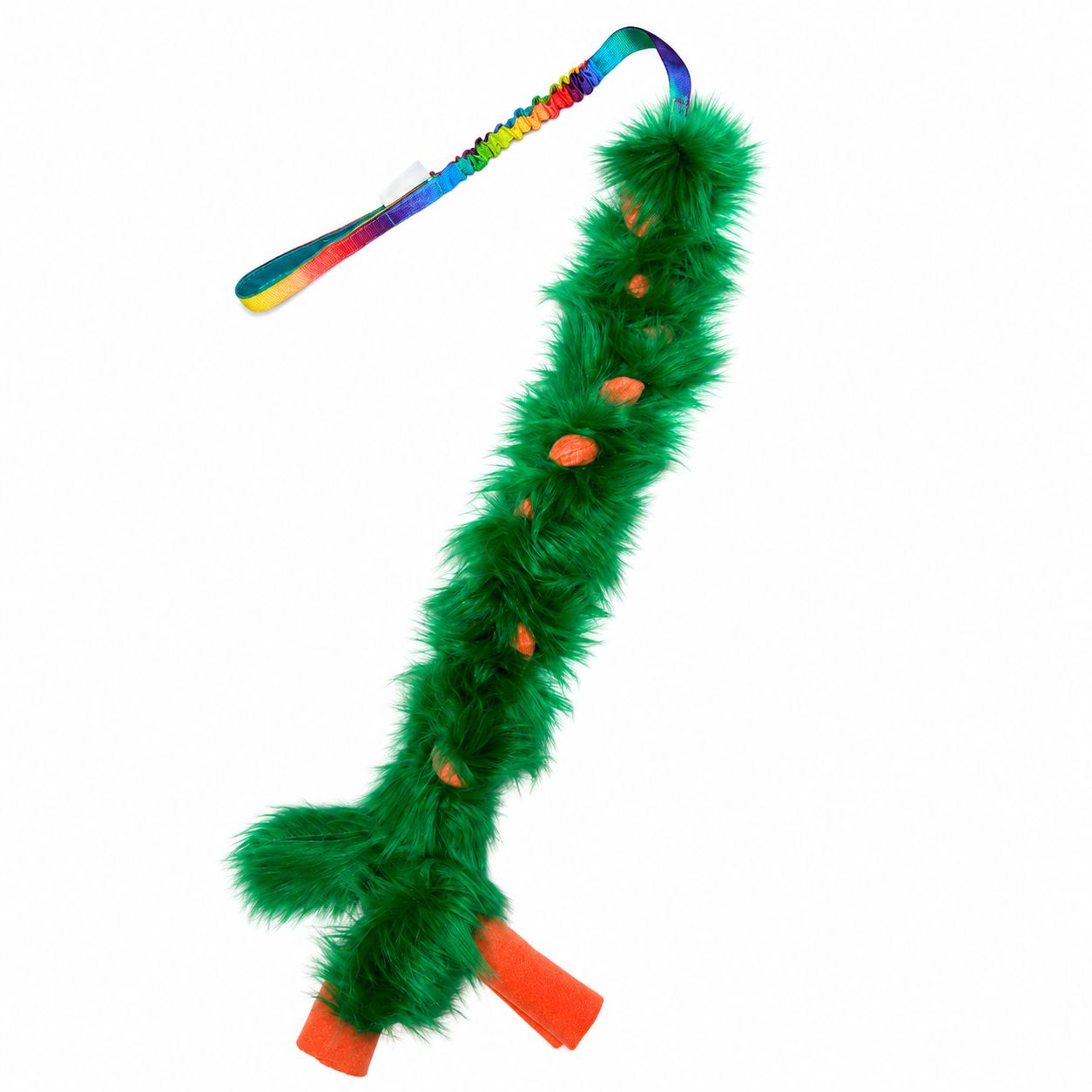 Fell und Fleece Zergel | robustes Hundespielzeug | Agility Hundesport Zergel mit extra festen Rainbow-Bungee, 100 cm Schlepper