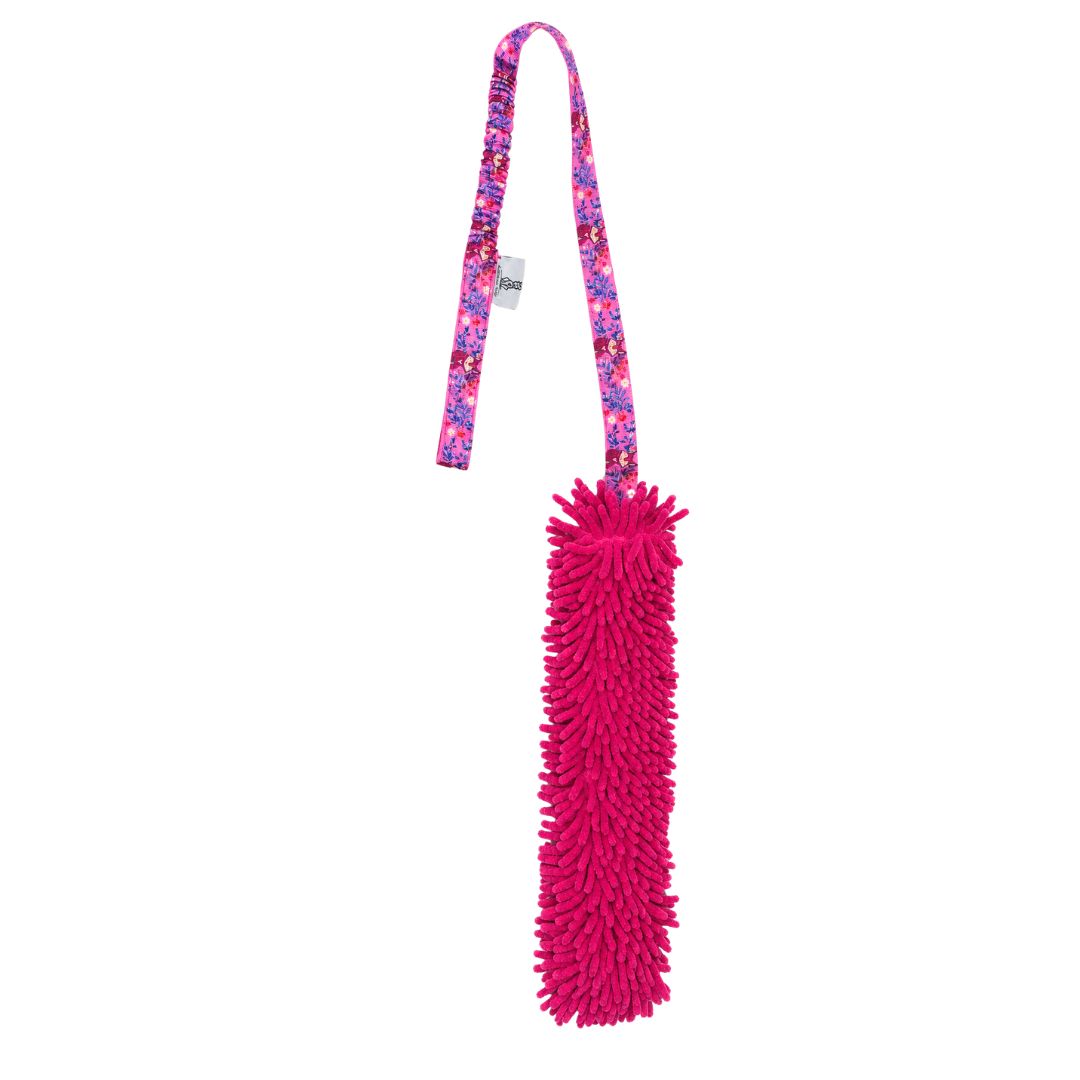 XL Zergel mit pinken Mopp und Bungee 120 cm lang - robustes interaktives Hundespielzeug - Agility Spielzeug