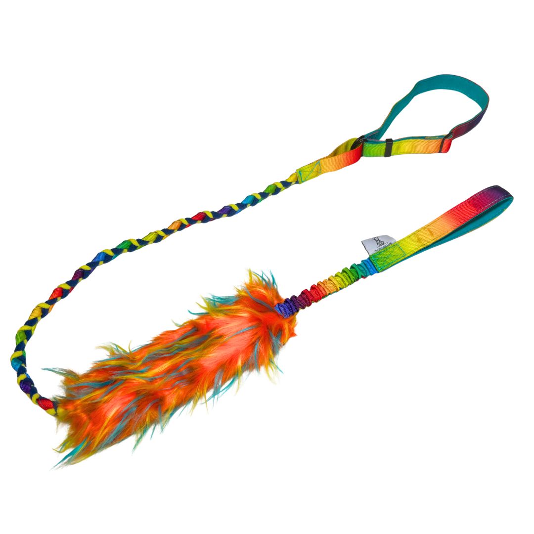 Agilityleine mit Kunstell und Bungee | robustes Hundespielzeug | Hundesport Zergelleine