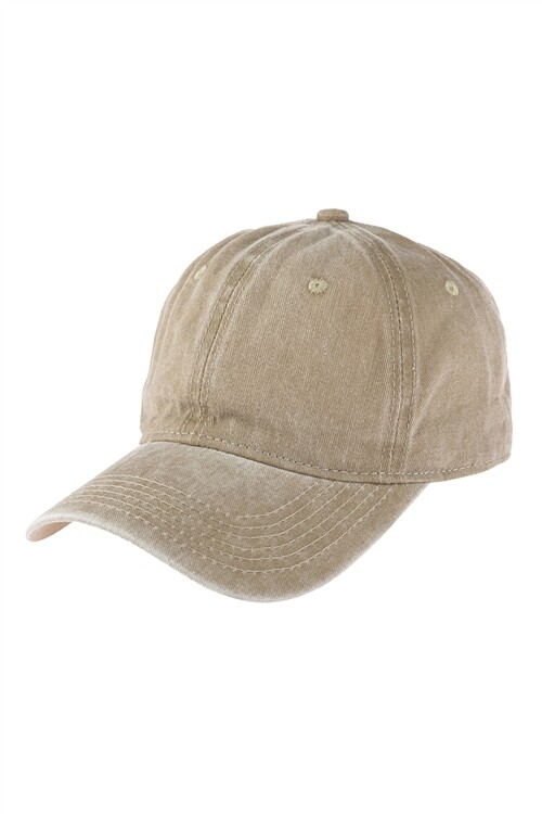 ACID WASHED BASEBALL CAP-KHAKI