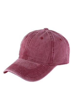 ACID WASHED BASEBALL CAP-BURGUNDY