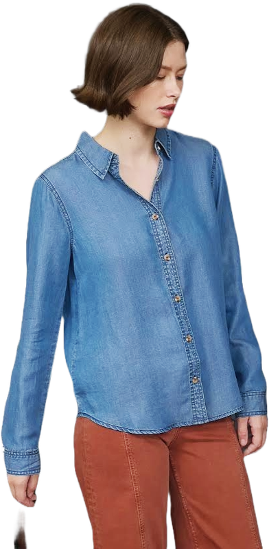 Chambray Collared 3/4 Sleeve Shirt