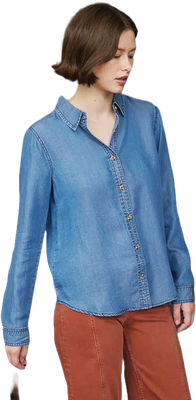 Chambray Collared 3/4 Sleeve Shirt