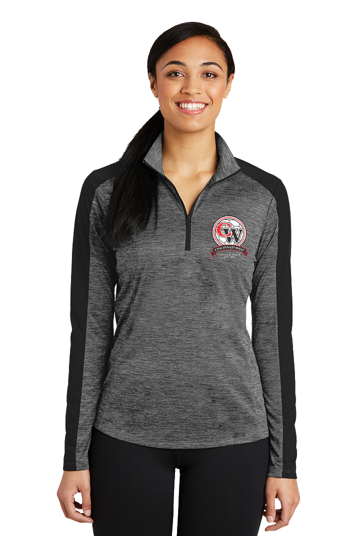 Sport-Tek Ladies PosiCharge Electric Heather Colorblock 1/4-Zip Pullover