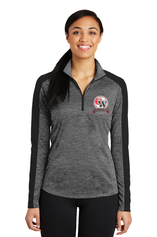 Sport-Tek Ladies PosiCharge Electric Heather Colorblock 1/4-Zip Pullover