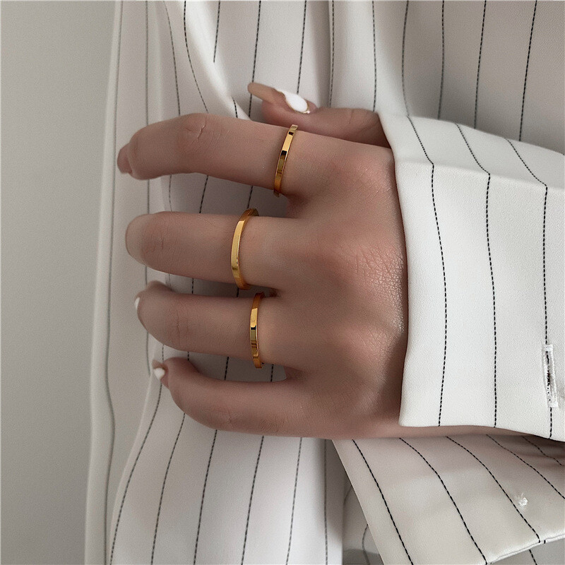 Korean Simple Fine Gold-plated Couple Ring Japanese And Korean Joint Ring Tail Ring Female Food Finger Ring Jewelry Ring Wholesale