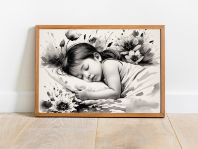 sleeping little girl wall art