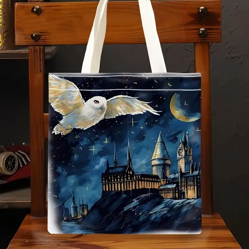Hemp Tote Bag – Owl &amp; Starry Night Theme