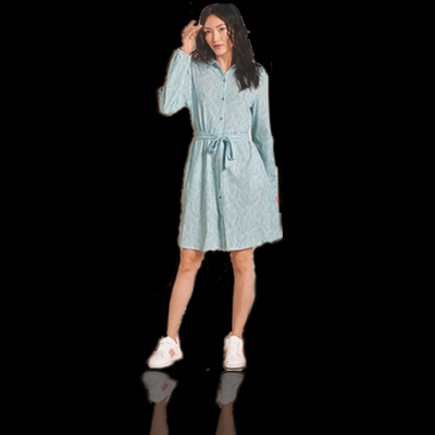 Robe “Feuillage Azur” – Chanvre &amp; Coton Biologique