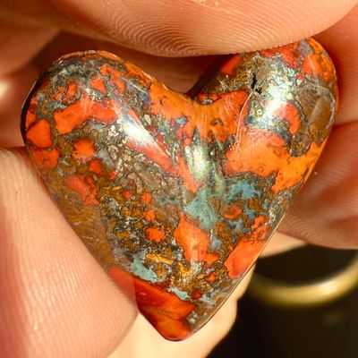 Brecciated Fiery Jasper Heart Cabochon