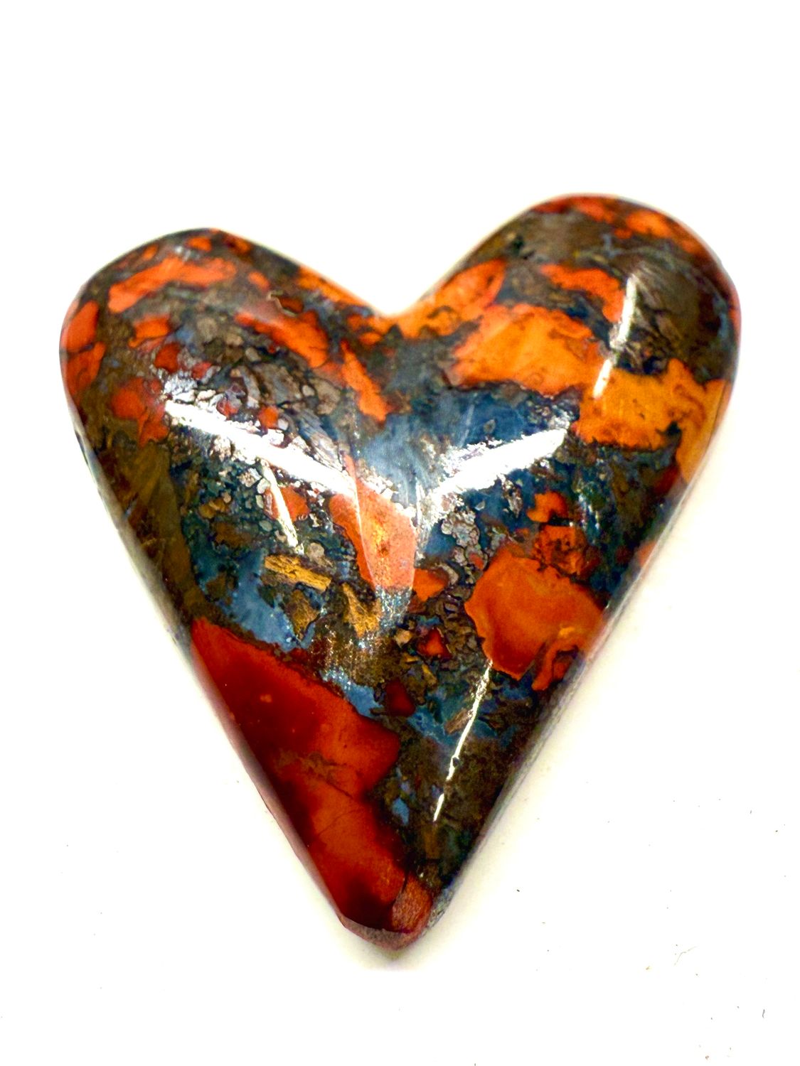 Brecciated Fiery Jasper Heart Cabochon