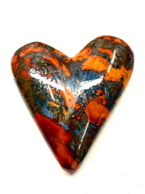 Brecciated Fiery Jasper Heart Cabochon