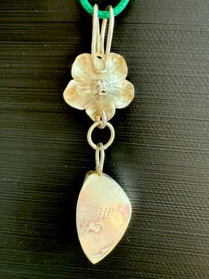 Variscite Sterling Silver Leaf and Flower Pendant