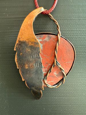 Brecciated Jasper Copper Feather Pendant