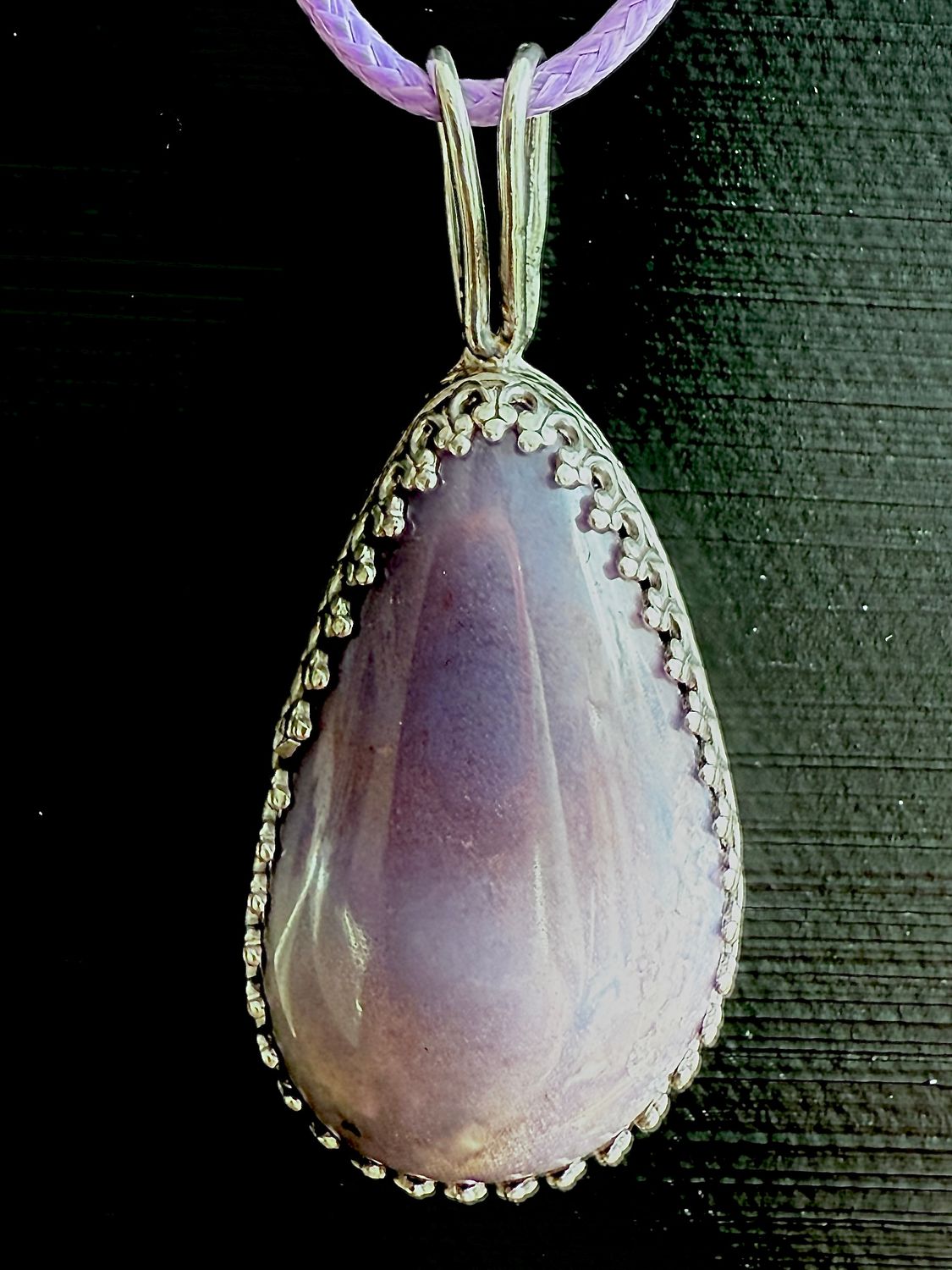Purple Agate Sterling Silver Teardrop Pendant