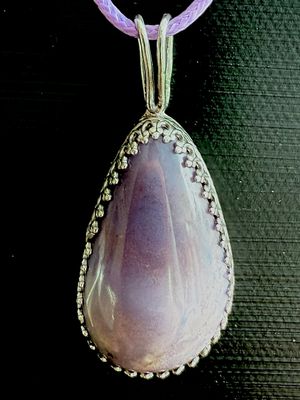 Purple Agate Sterling Silver Teardrop Pendant