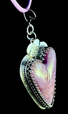 Purple Agate Sterling Silver Triple Heart Pendant