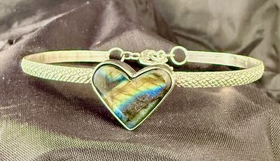 Labradorite Heart Sterling Silver Bracelet