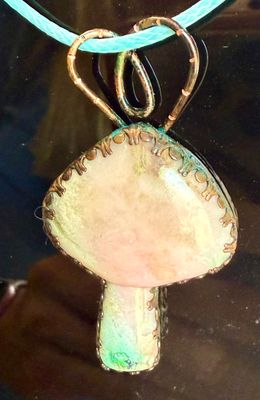 Columbia Pink and Copper Mushroom pendant