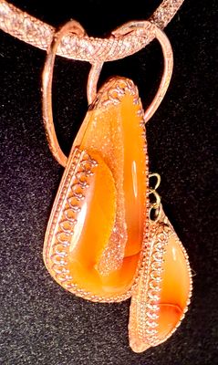 Montana Agate with Druzy Crystals Copper Pendant