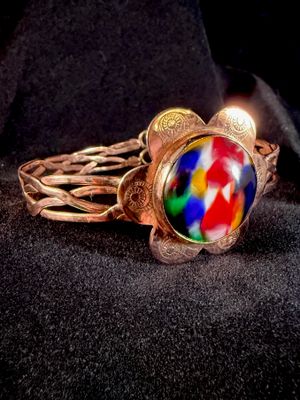 Hummingbird Glass and Copper Wire Bracelet