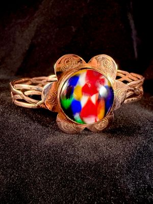 Hummingbird Glass and Copper Wire Bracelet