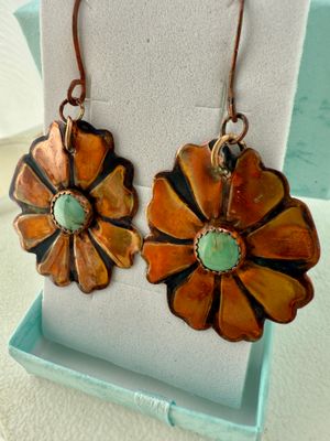 Blooming Variscite and Copper Earrings