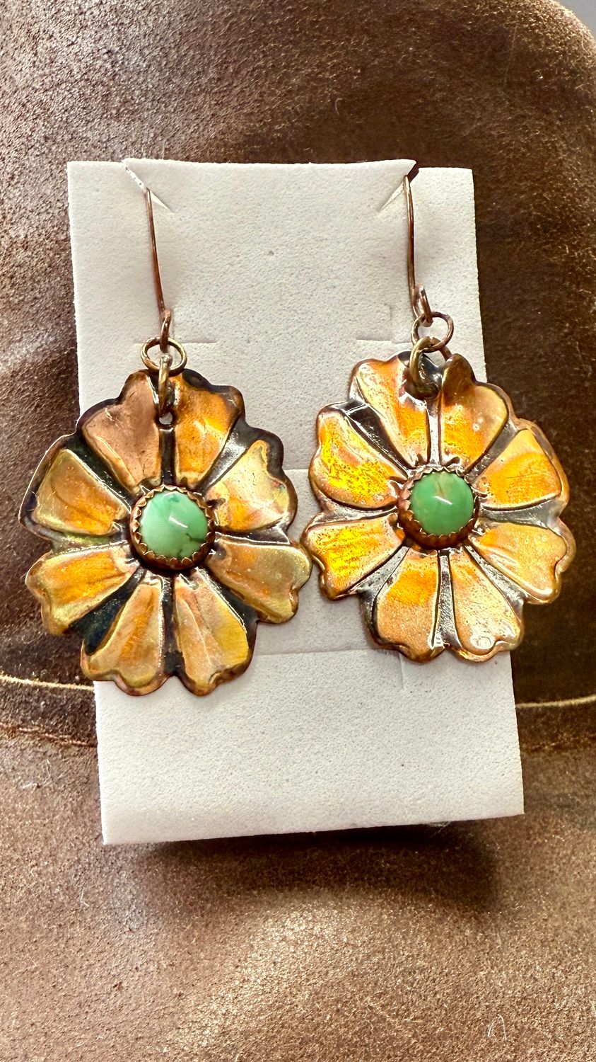 Blooming Variscite and Copper Earrings