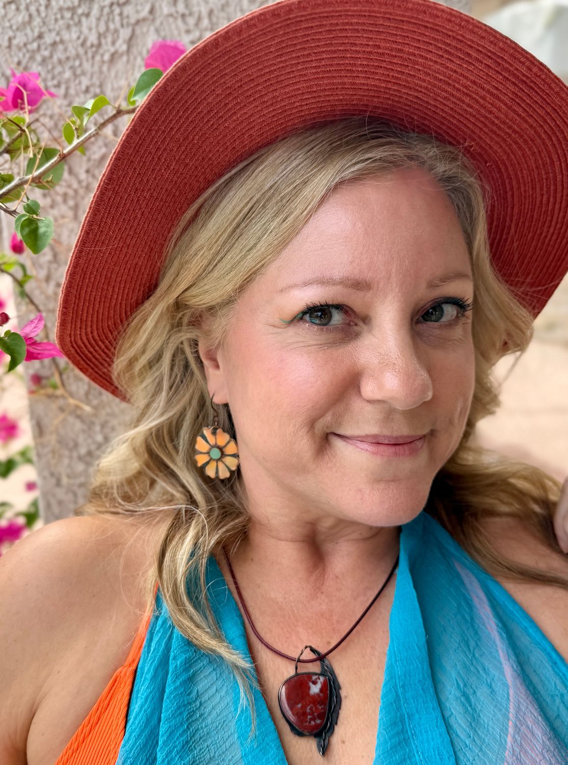 Blooming Variscite and Copper Earrings