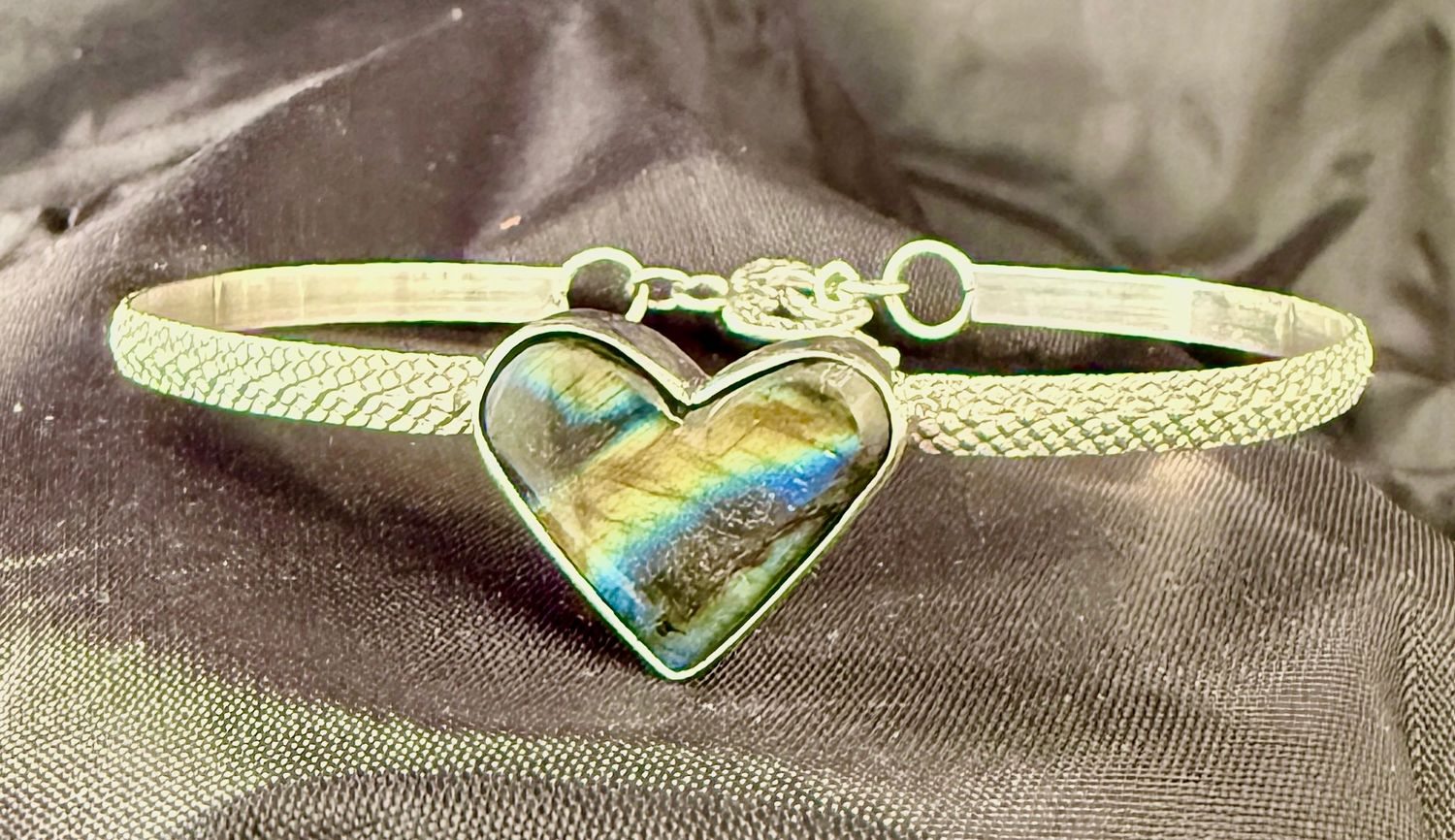 Labradorite Heart Sterling Silver Bracelet
