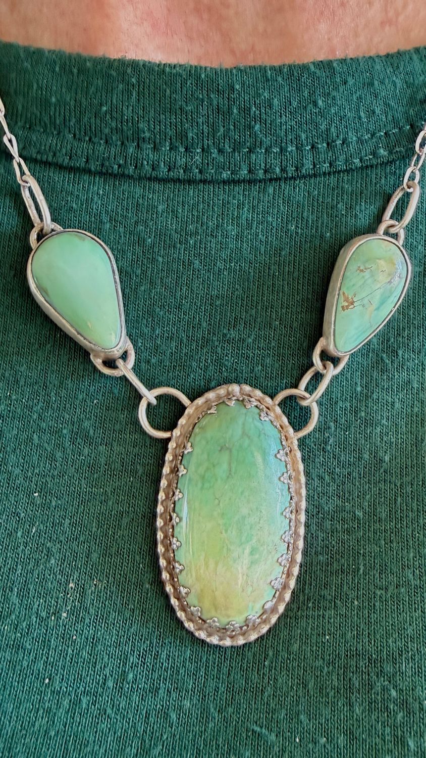 Broken Arrow Polychrome Variscite and Sterling Silver Necklace