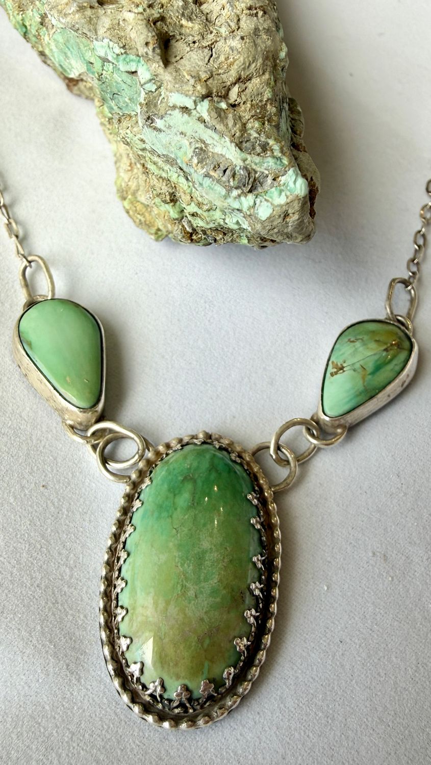 Broken Arrow Polychrome Variscite and Sterling Silver Necklace