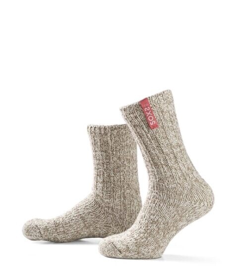 Wollige kousen anti-slip beige