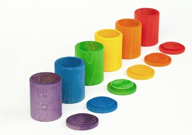 6 houten cups met deksel