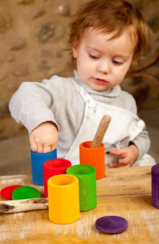 6 houten cups met deksel
