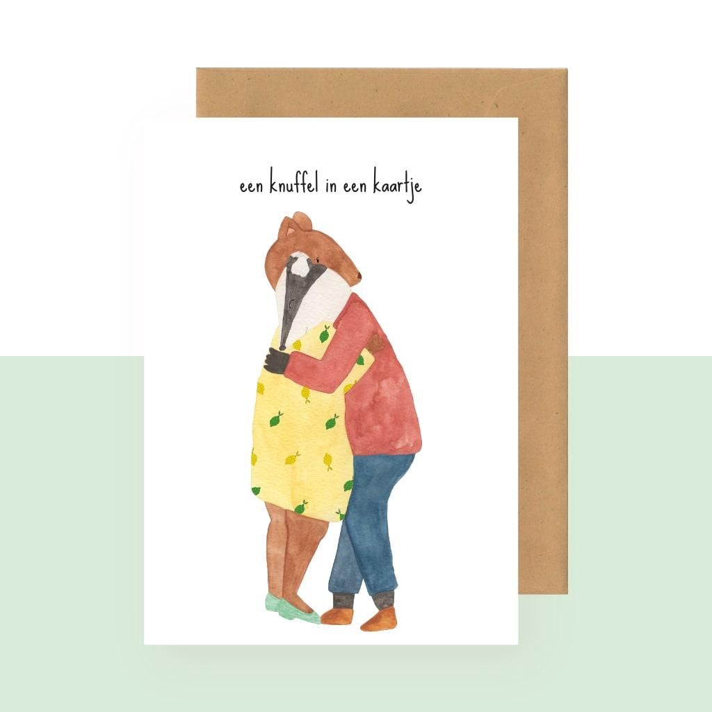 Een knuffel in een kaartje