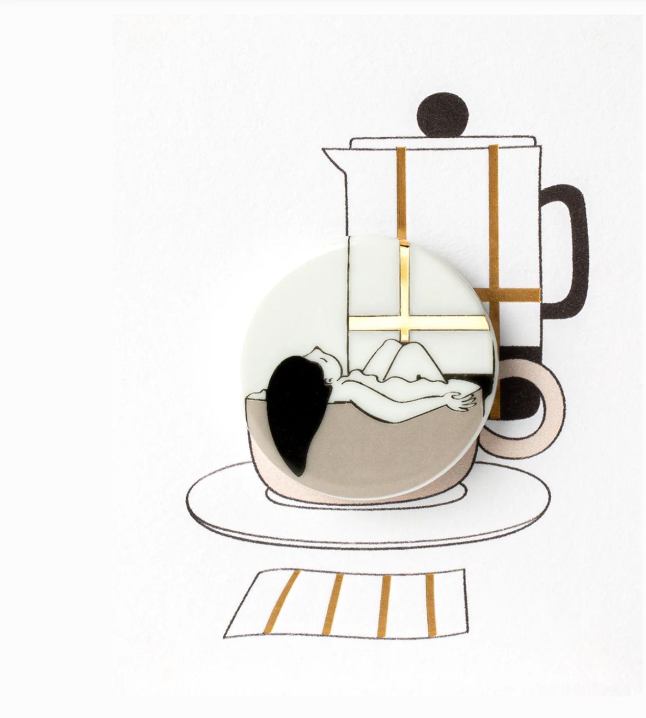 Wenskaart met  magneet: Koffiepot