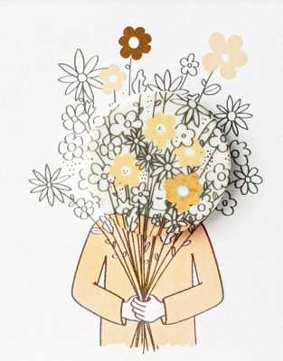 Wenskaart met magneet: Bloemen