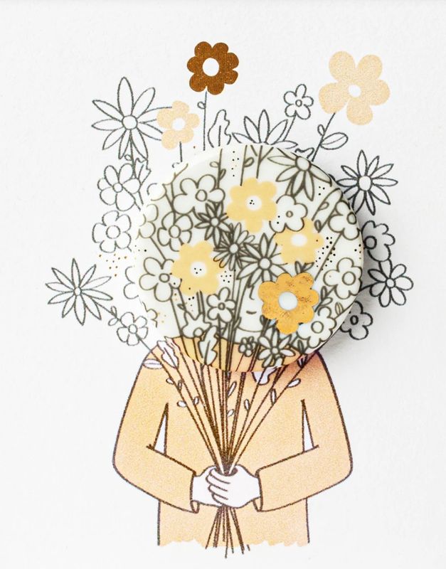 Wenskaart met magneet: Bloemen
