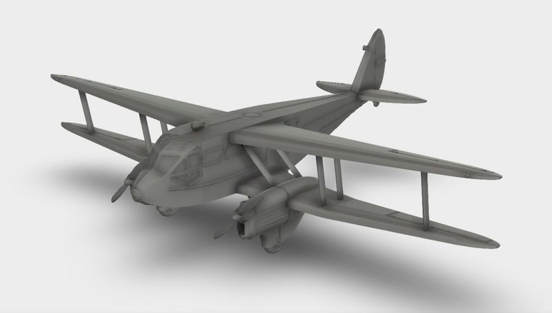 De Havilland DH.89 Dragon Rapide Doppeldecker Bausatz 3D Druck 1:87 - 1:35