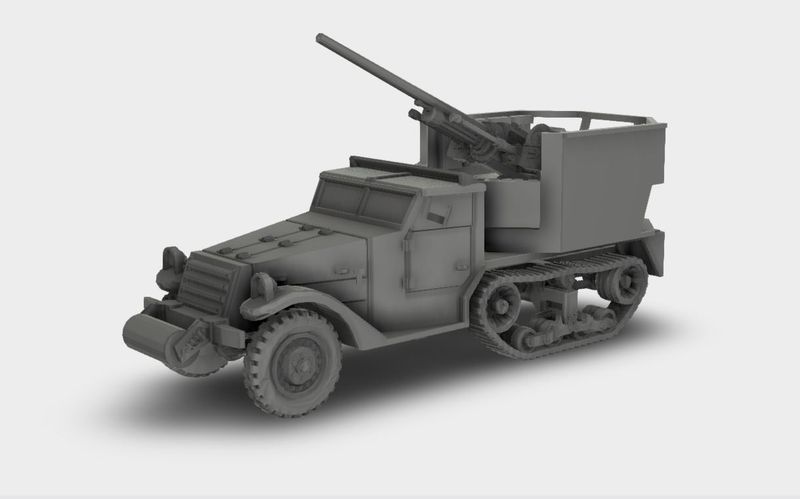 M15 Half-Track Flugabwehrgeschütz USA WW2 Bausatz 3D Druck 1:87 - 1:35