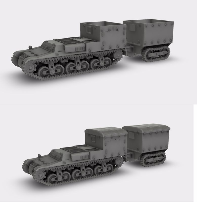 Lorraine 38 Schlepper mit Anhänger WW2 Bausatz Kit 3D Druck 1:87 - 1:35