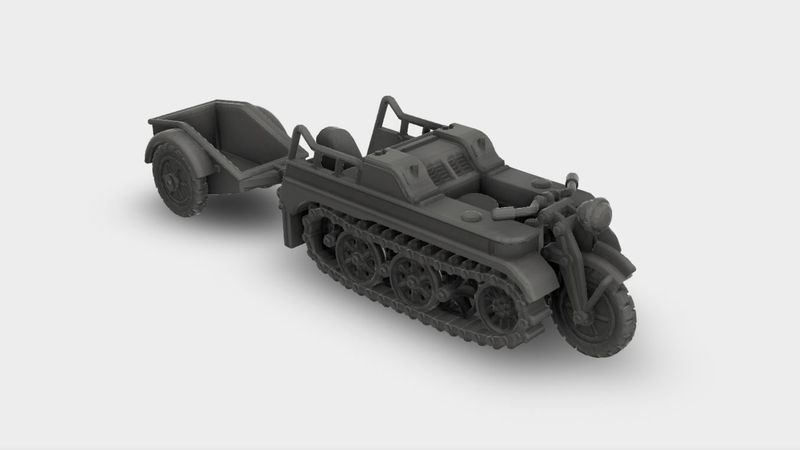 Sd.Kfz.2 Kettenkrad Typ HK 101 mit Anhänger WW2 Bausatz 3D Druck 1:87 - 1:35