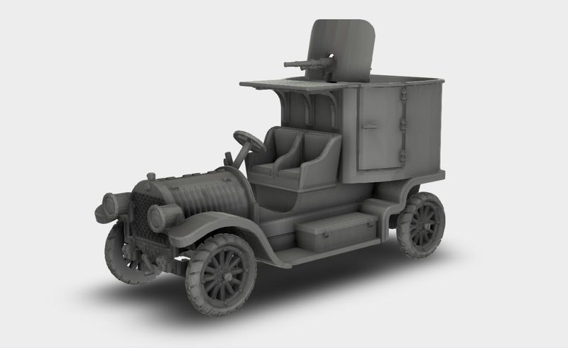 Hotchkiss 1908 Automitrailleuse Panzerwagen Bausatz Kit 3D Druck 1:87 - 1:35