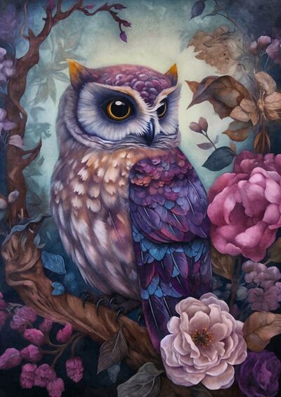 Purple Passion #7 - Vibrant Owl