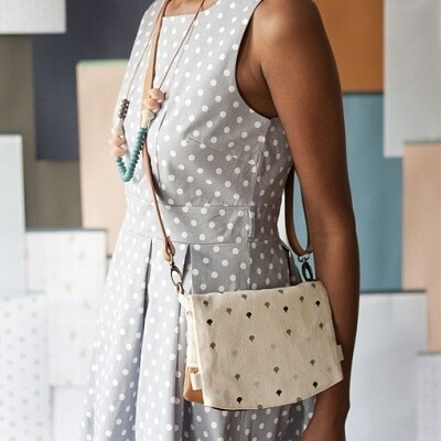 LoveHate bag two way purse handbag canvas and leather drop dots and waves