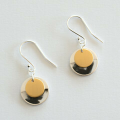 LoveHate ER Earrings double circle marbled sterling silver with gold